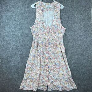 Vintage R J Stevens Petites Dress 16 Pastel Pinafore Cottage Secretary Prairie